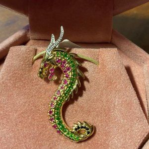 Amaze-Zing Sale!! #258 Sterling Ruby, Sapphire & Garnet Dragon Pendant.